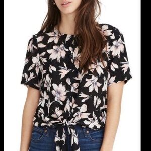 Madewell Silk Button-Back Tie Tee in Winter Orchid Size: M